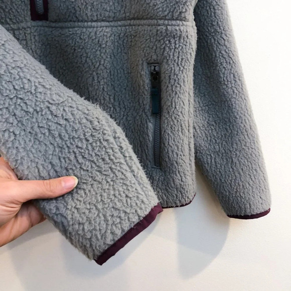 Patagonia Gray Sherpa Quarter Zip Logo Outdoor Casual Pullover Women's Medium - Picture 3 of 9